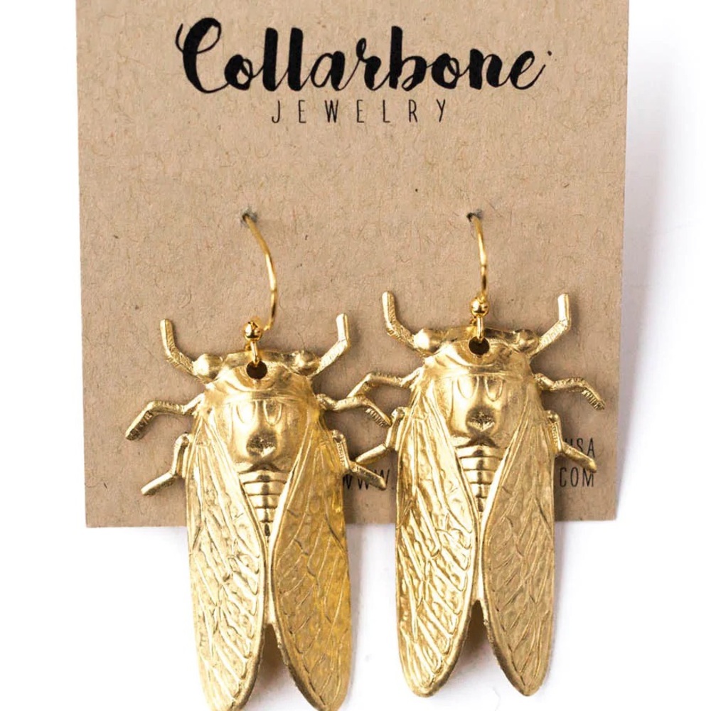 Gold Cicada Earrings